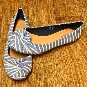 NWOT Nautica Bayard Blue & White Stripe Knotted Flats Size 8